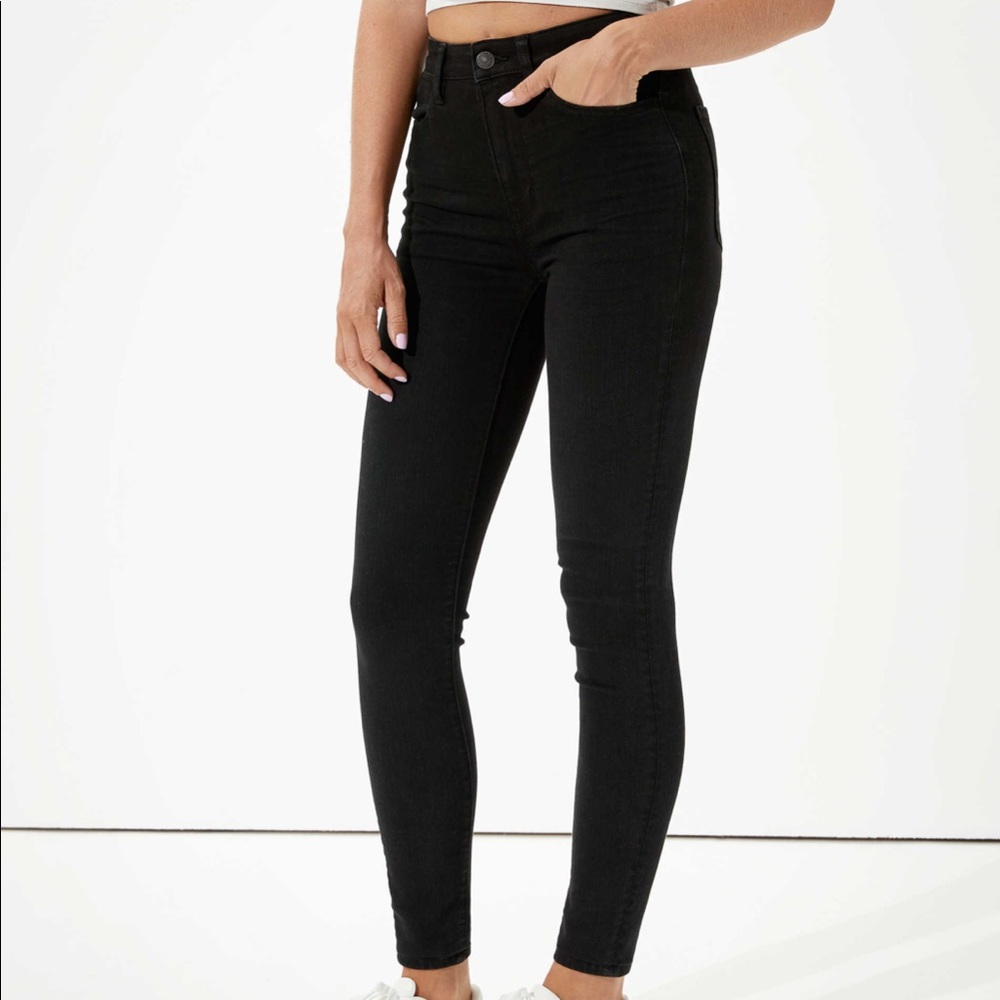 AE HIGH RISE BLACK JEANS - Picture 2 of 6